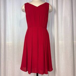 NAINGIRL Red Pleated Chiffon Sleeveless Midi Dress Size 2